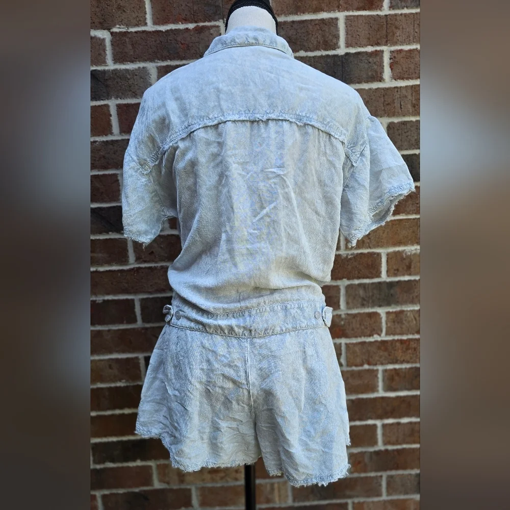 Young Fabulous & Broke Linen Blend Romper Cornflower Blue Size S